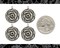 Antiqued Silver Plated Brass Fat Rose Charms - Set of Four - S-C225